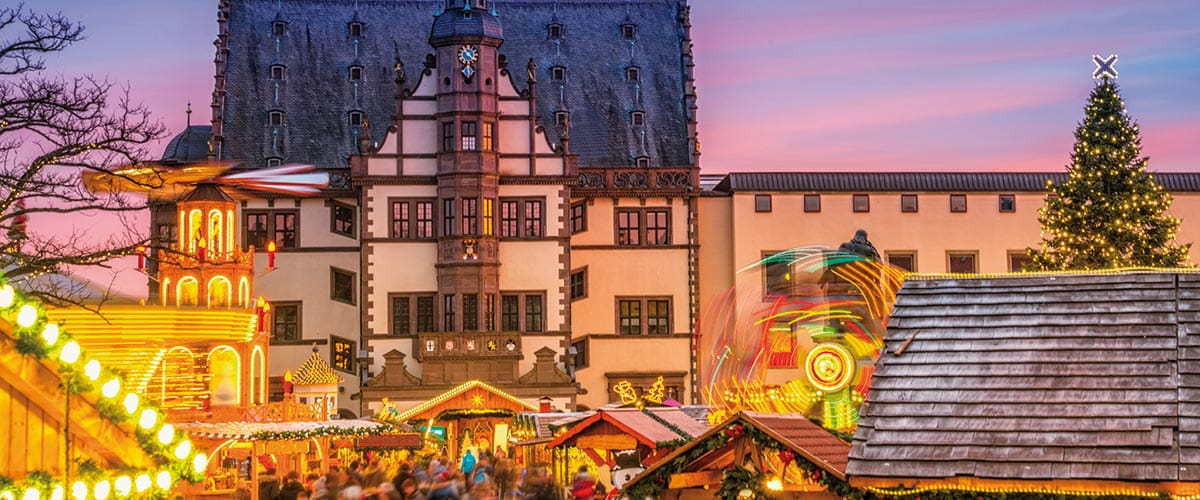 A view over the Christmas market in Schweinfurt, Germany
